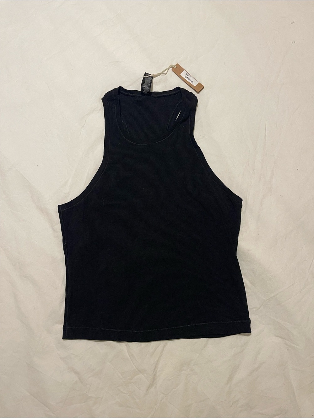 NWT SKIMS Black Ribbed Racerback Tank Top Size Large